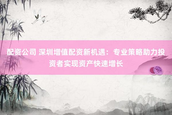 配资公司 深圳增值配资新机遇：专业策略助力投资者实现资产快速增长