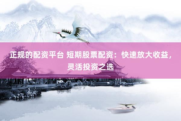 正规的配资平台 短期股票配资：快速放大收益，灵活投资之选