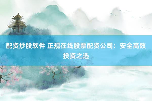 配资炒股软件 正规在线股票配资公司：安全高效投资之选