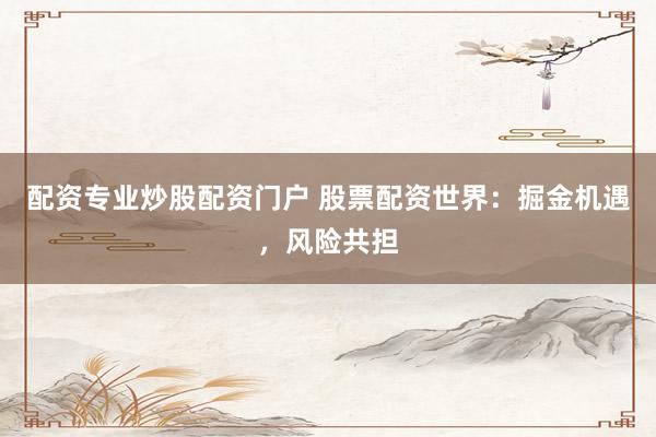 配资专业炒股配资门户 股票配资世界:掘金机遇,风险共担