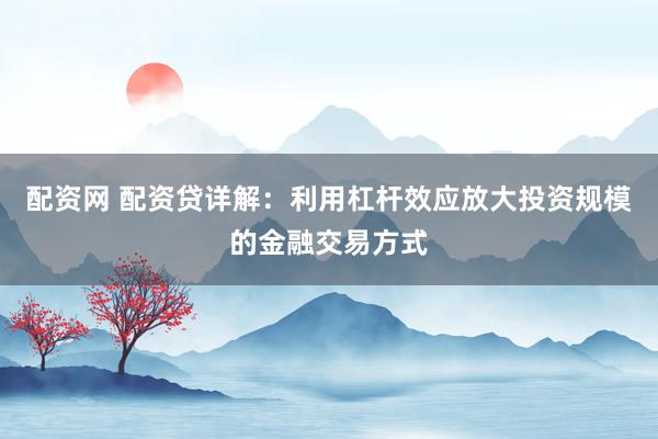 配资网 配资贷详解:利用杠杆效应放大投资规模的金融交易方式