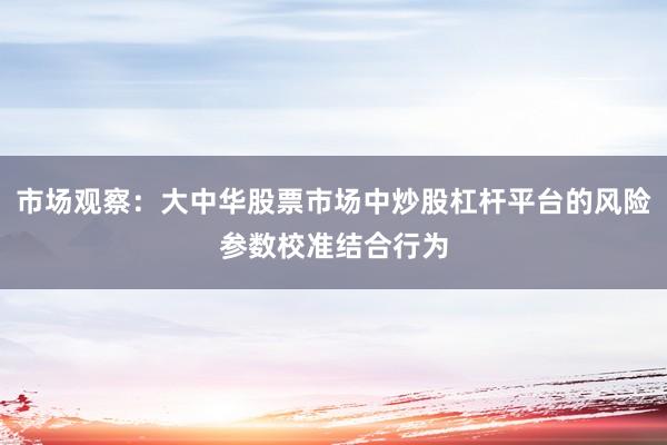 市场观察：大中华股票市场中炒股杠杆平台的风险参数校准结合行为