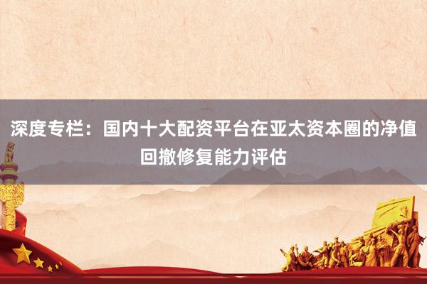 深度专栏：国内十大配资平台在亚太资本圈的净值回撤修复能力评估