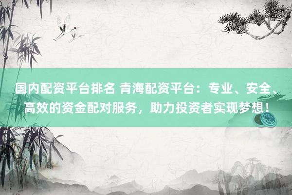 国内配资平台排名 青海配资平台：专业、安全、高效的资金配对服务，助力投资者实现梦想！