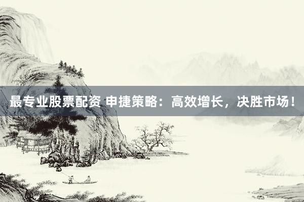 最专业股票配资 申捷策略:高效增长,决胜市场!