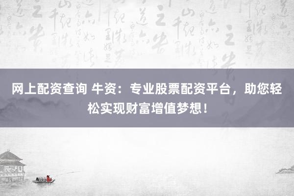 网上配资查询 牛资：专业股票配资平台，助您轻松实现财富增值梦想！