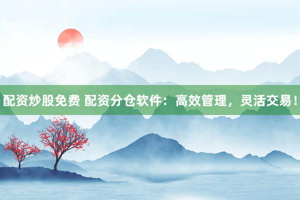 配资炒股免费 配资分仓软件：高效管理，灵活交易！